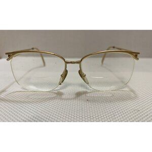 Nina Ricci Designer Eyeglass Frames Oval Semi-Rimless Gold Metal Bow At Bridge